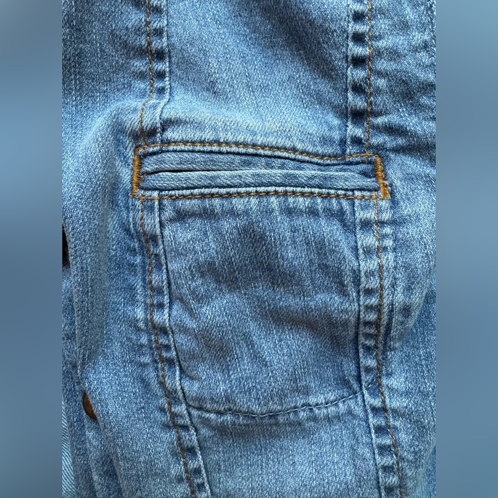 Loft Soldier Style Light Blue Denim Jean Jacket Coat Size 2 - Picture 10 of 13